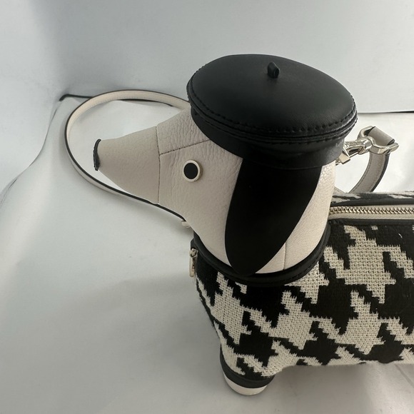 RARE New Kate Spade Claude Dachshund Dog Houndstooth Crossbody Puppy Purse - Picture 3 of 16